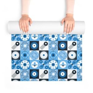 blue-geometric-foam-yoga-mat-retro-tile-pattern-non-slip-exercise-mat