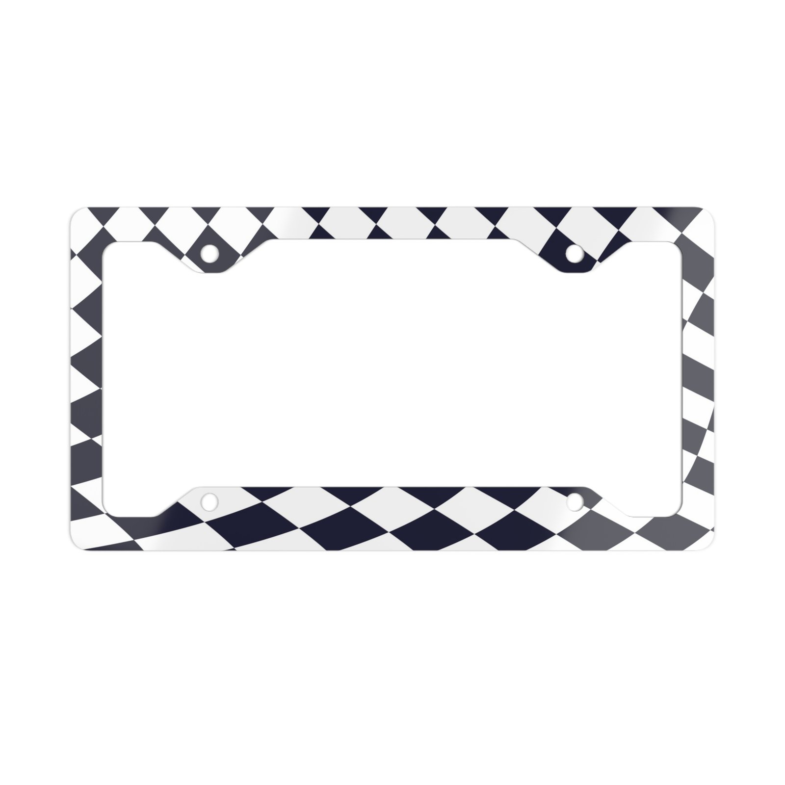 Checkered Metal License Plate Frame