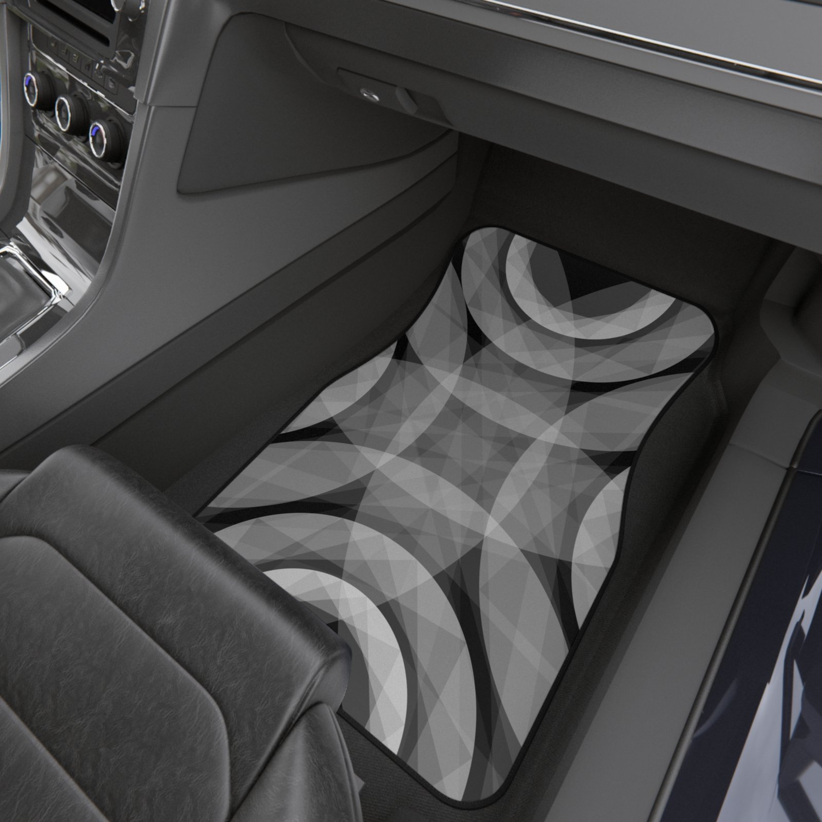 Geometric Gray Circle Pattern Car Mats (Set of 4) - Image 6