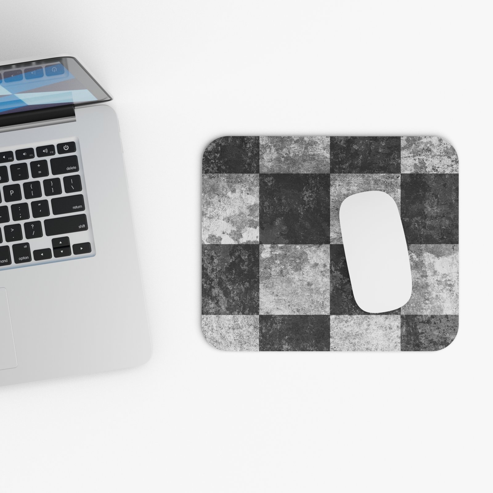 Vintage Black & Gray Checkerboard Mouse Pad