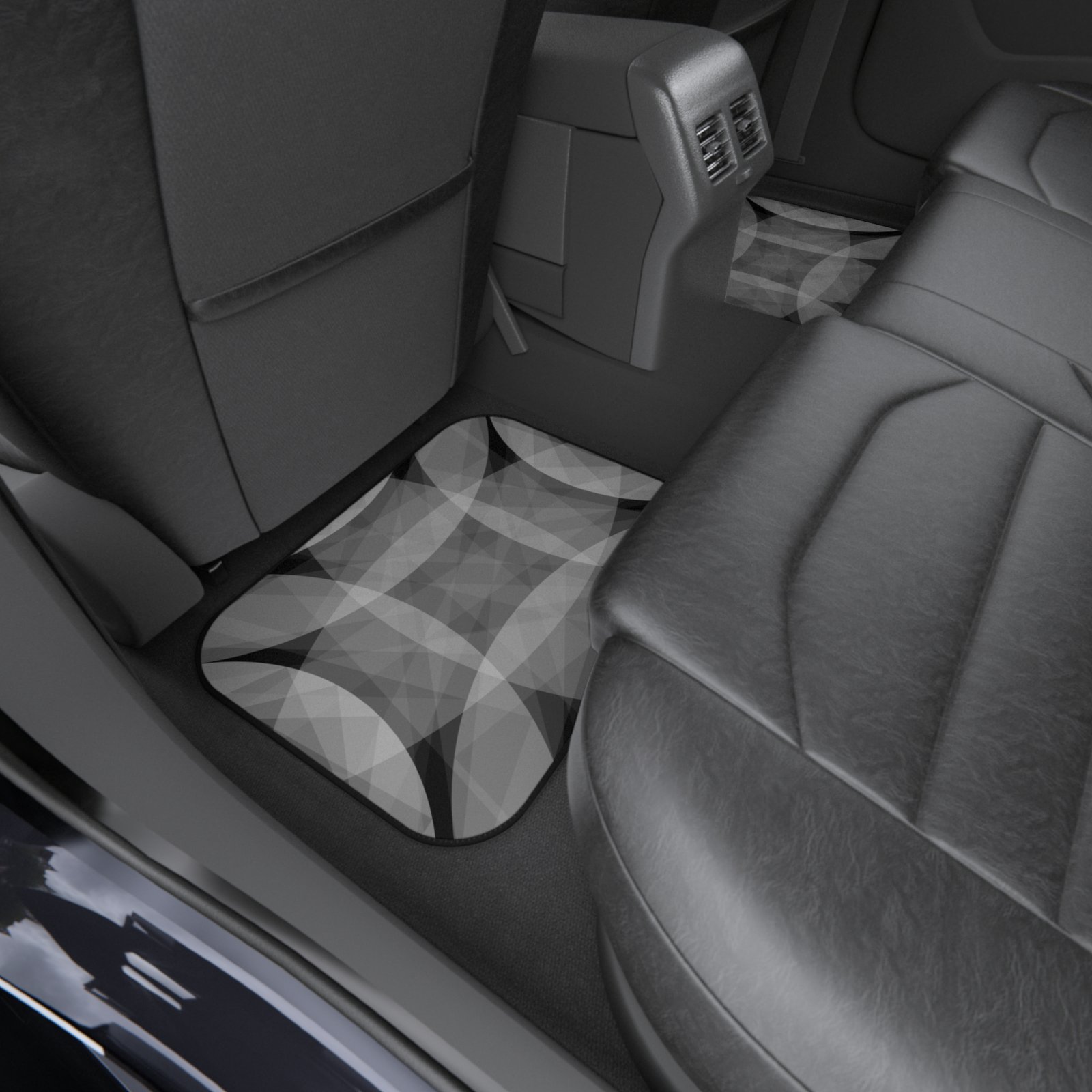 Geometric Gray Circle Pattern Car Mats (Set of 4) - Image 7