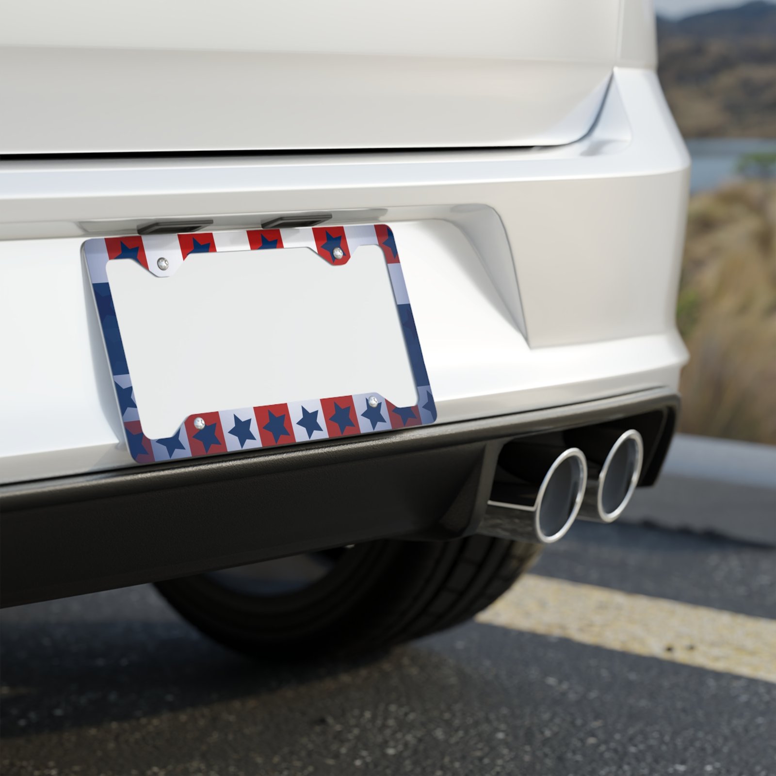 Patriotic Stars Metal License Plate Frame - Image 3