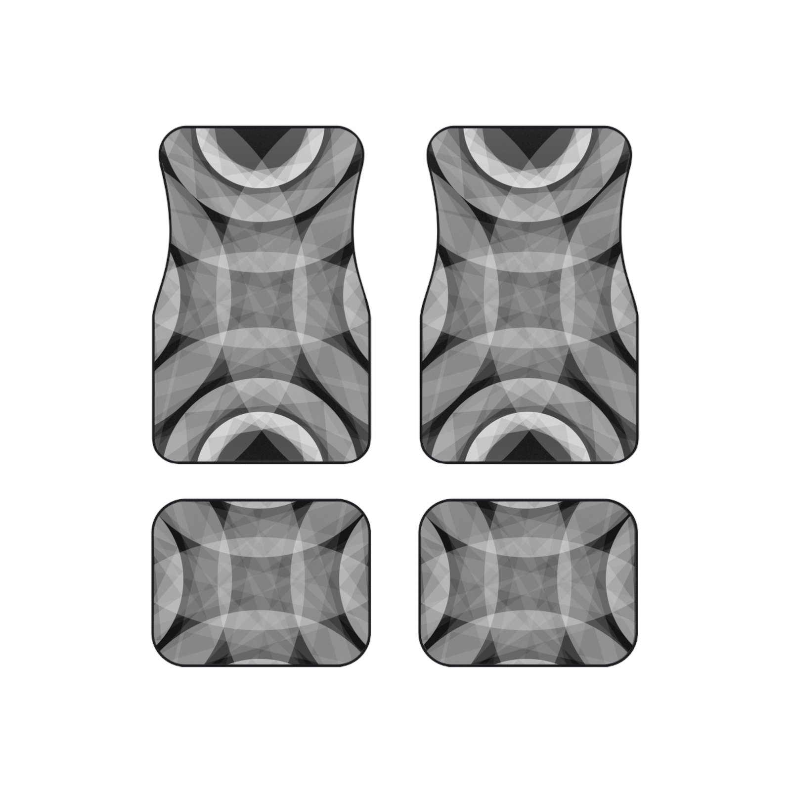 Geometric Gray Circle Pattern Car Mats (Set of 4)