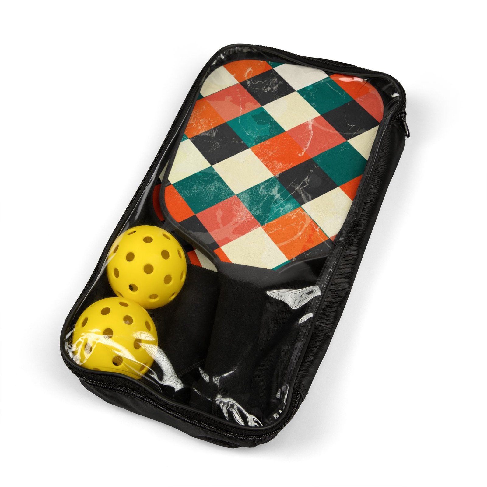 Retro Argyle Design Pickleball Kit with Balls - Image 4