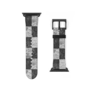 Checkered Gray Leather Watch Band